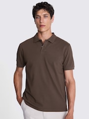MOSS Brown Pique Polo Shirt - Image 1 of 5