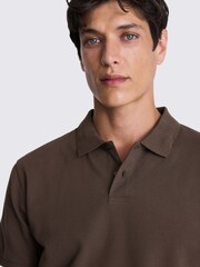 MOSS Brown Pique Polo Shirt - Image 3 of 5