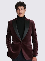 MOSS Red Tailored Fit Plum Velvet Jacket - Image 1 of 5