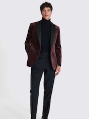 MOSS Red Tailored Fit Plum Velvet Jacket - Image 3 of 5