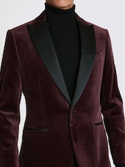 MOSS Red Tailored Fit Plum Velvet Jacket - Image 4 of 5
