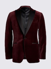 MOSS Red Tailored Fit Plum Velvet Jacket - Image 5 of 5