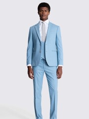 MOSS Blue Slim Fit Flannel Jacket - Image 3 of 6