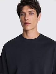 MOSS Blue Heavy Weight 100% Cotton Crew Neck T-Shirt - Image 3 of 5