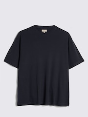 MOSS Blue Heavy Weight 100% Cotton Crew Neck T-Shirt - Image 4 of 5