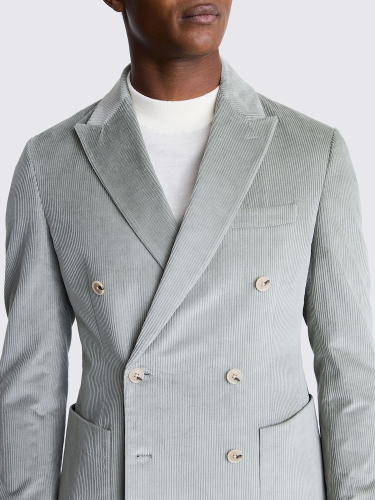 MOSS Grey Tailored Fit Double Breasted Corduroy Jacket - Image 4 of 4