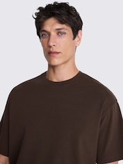 MOSS Brown Heavy Weight 100% Cotton Crew Neck T-Shirt - Image 3 of 5