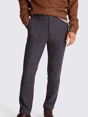 MOSS Grey Tailored Fit Flannel Trousers - Image 1 of 3