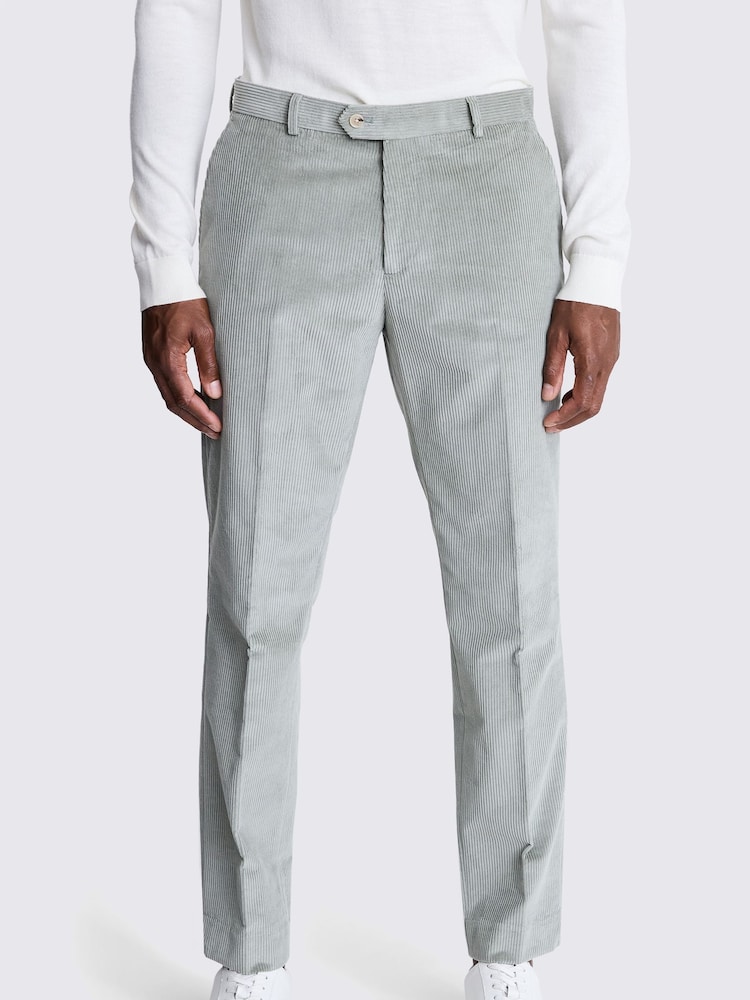 MOSS Grey Tailored Fit Sage Corduroy Trousers - Image 1 of 3