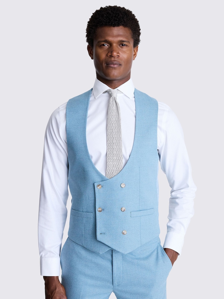 MOSS Blue Slim Fit Flannel Waistcoat - Image 1 of 3