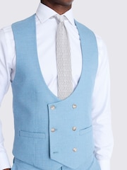 MOSS Blue Slim Fit Flannel Waistcoat - Image 3 of 3