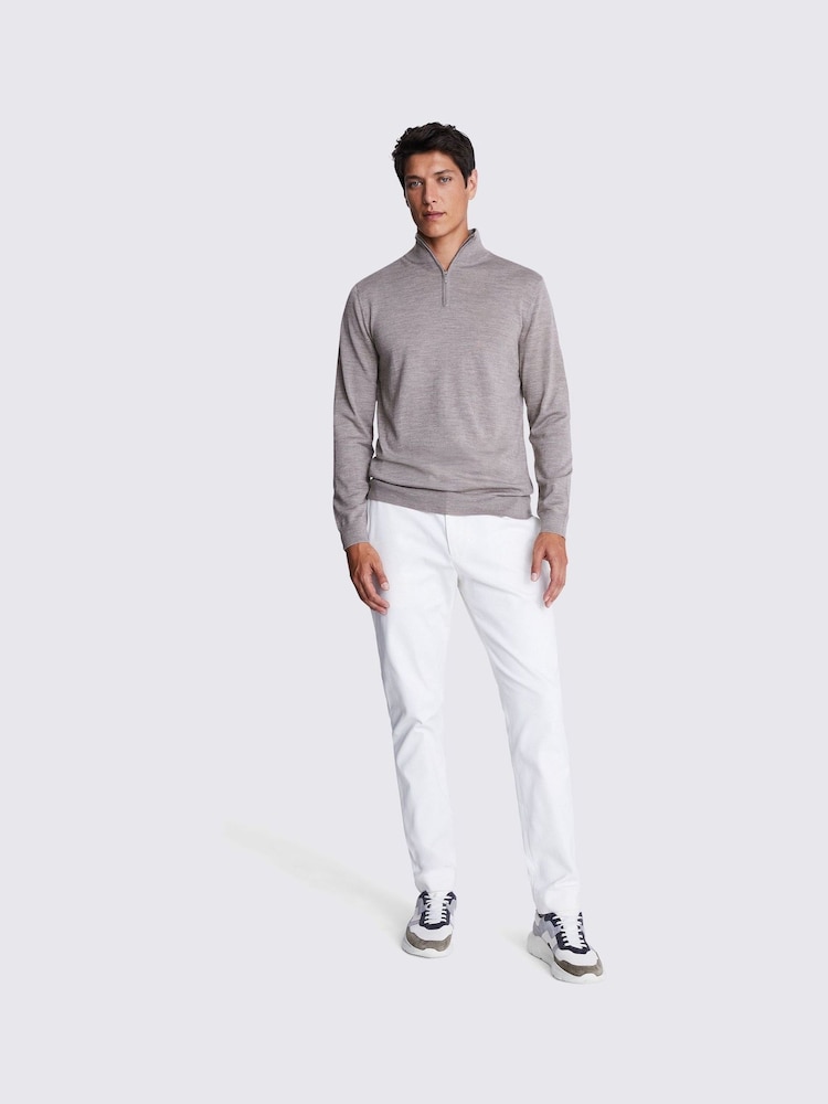 MOSS Taupe Merino Blend Quarter Zip Jumper - Image 2 of 5