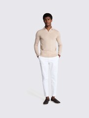 MOSS Brown Merino Blend Long Sleeve Skipper Knit Polo Shirt - Image 2 of 3