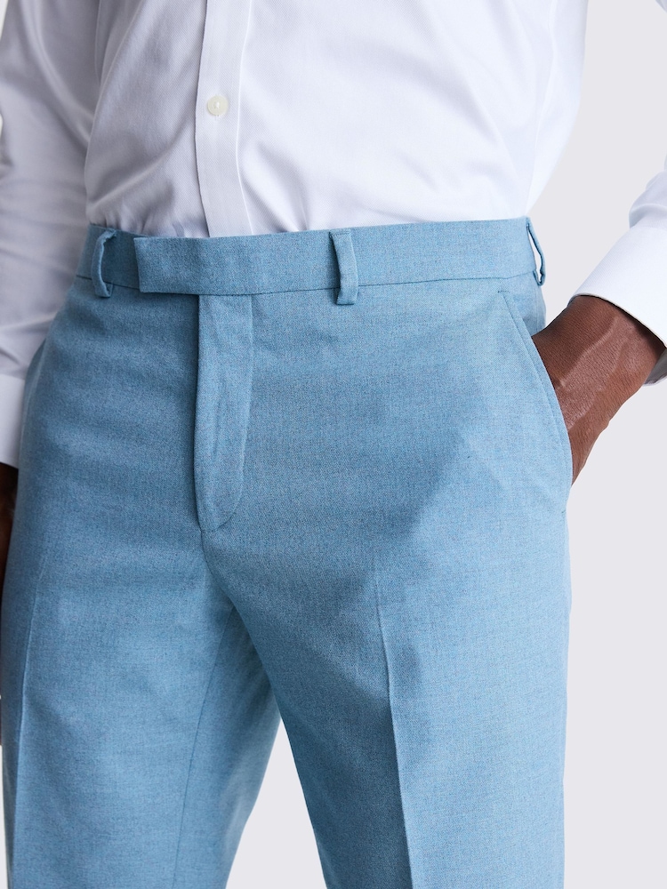 MOSS Blue Slim Fit Flannel Trousers - Image 3 of 3