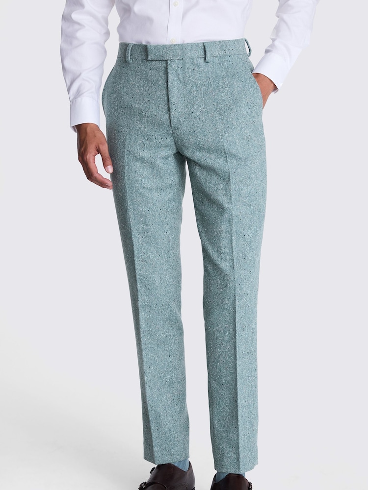 MOSS Blue Tailored Fit Duck Egg Donegal Trousers - Image 1 of 3
