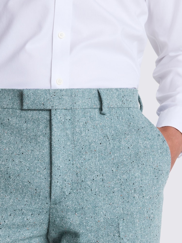 MOSS Blue Tailored Fit Duck Egg Donegal Trousers - Image 3 of 3