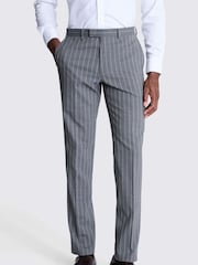 MOSS Grey Tailored Fit Performance Stripe Trousers - Image 1 of 3