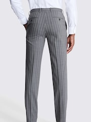 MOSS Grey Tailored Fit Performance Stripe Trousers - Image 2 of 3