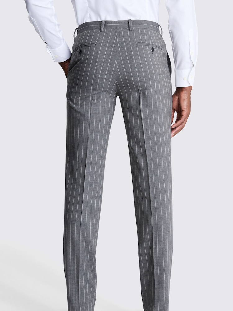 MOSS Grey Tailored Fit Performance Stripe Trousers - Image 2 of 3