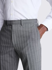 MOSS Grey Tailored Fit Performance Stripe Trousers - Image 3 of 3