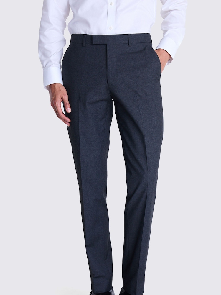 MOSS Grey Tailored Fit Stretch Trousers - Image 1 of 4