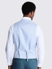 MOSS Blue Tailored Fit Teal Flannel Waistcoat - Image 2 of 3