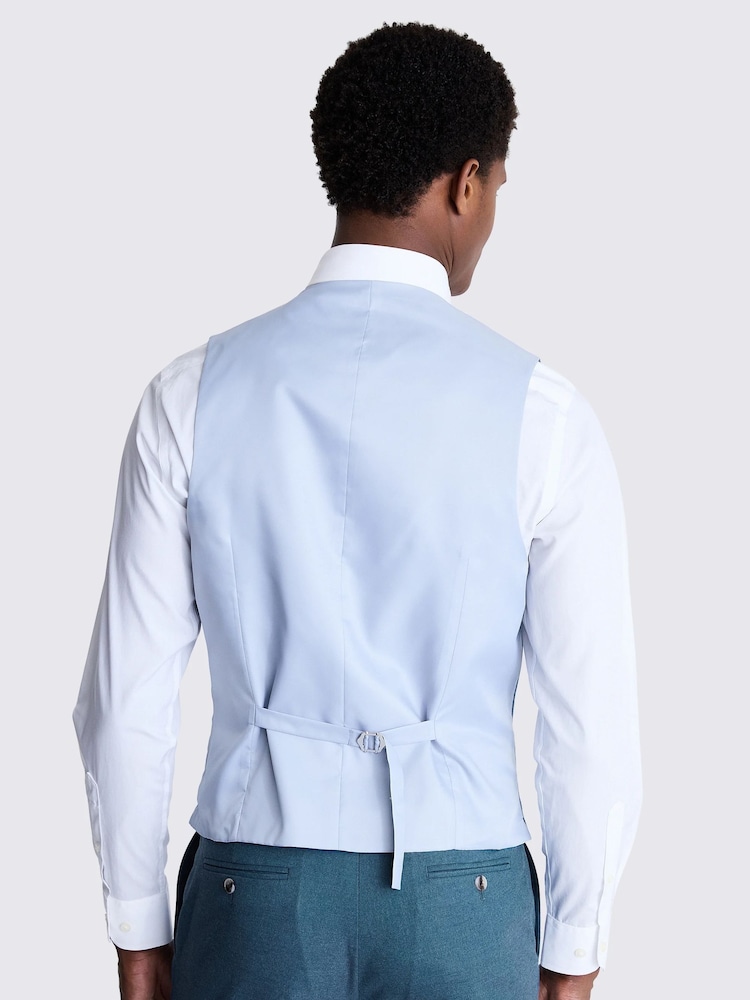 MOSS Blue Tailored Fit Teal Flannel Waistcoat - Image 2 of 3
