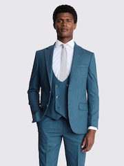 MOSS Blue Tailored Fit Flannel Jacket - Image 1 of 6