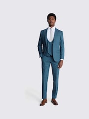 MOSS Blue Tailored Fit Flannel Jacket - Image 3 of 6