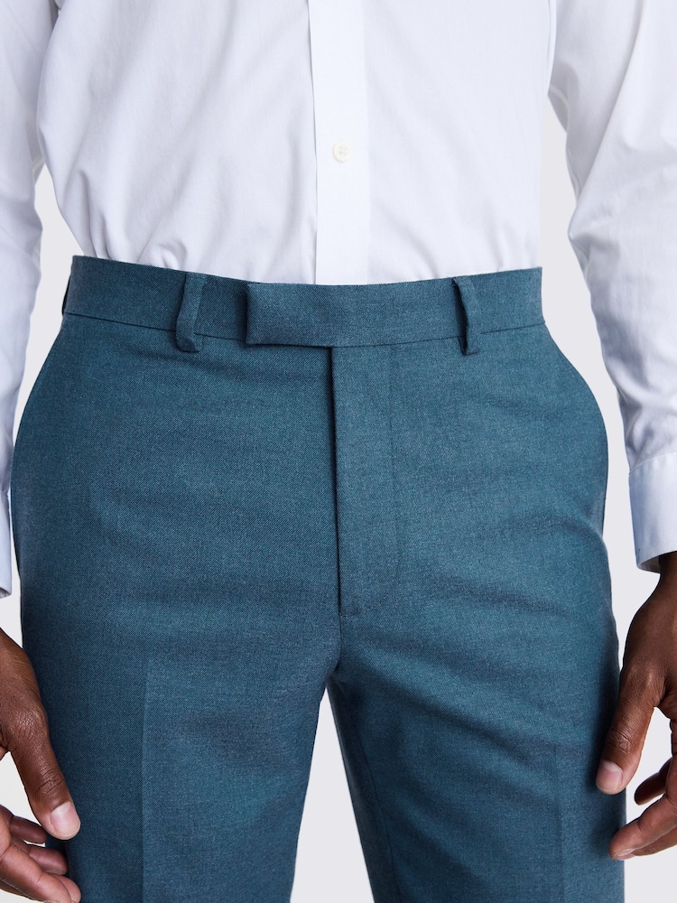 MOSS Tailored Fit Teal Flannel Trousers - Image 3 of 3