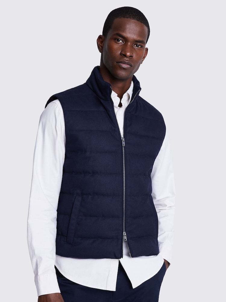 MOSS Blue Flannel Gilet - Image 1 of 5