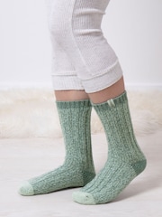 Totes Grey Ladies Chunky Wool Winter Boot Socks 2 Pack - Image 4 of 5