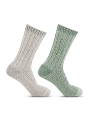 Totes Grey Ladies Chunky Wool Winter Boot Socks 2 Pack - Image 5 of 5