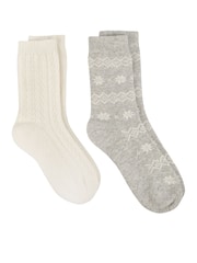 Totes Cream Ladies Cashmere Blend Ankle Socks 2 Pack - Image 1 of 5
