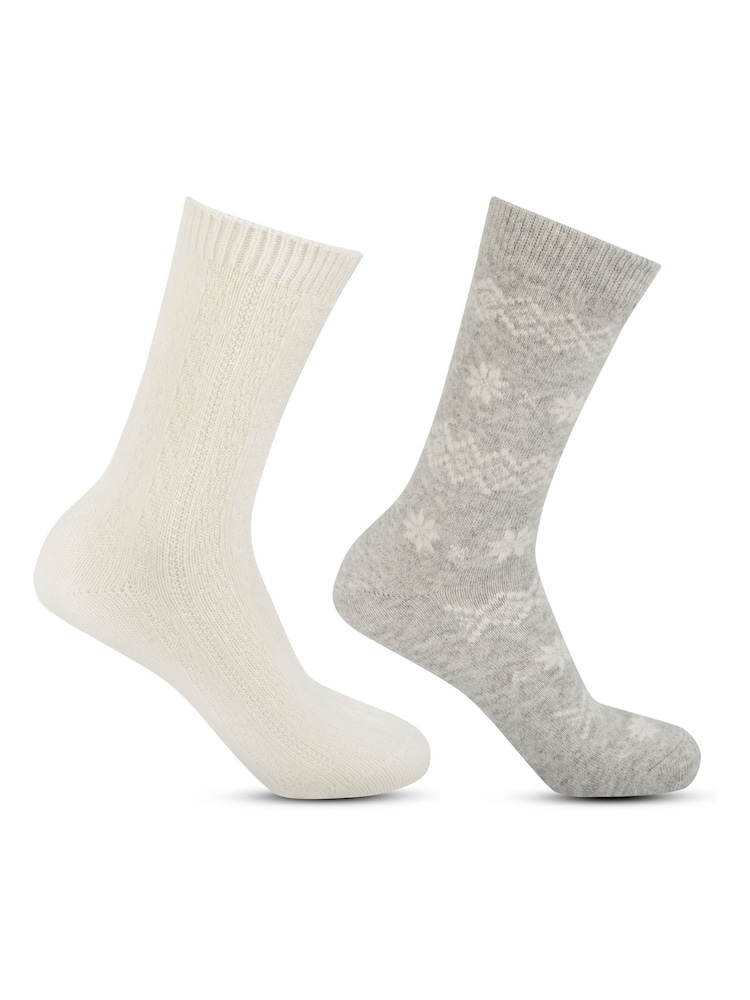 Totes Cream Ladies Cashmere Blend Ankle Socks 2 Pack - Image 5 of 5