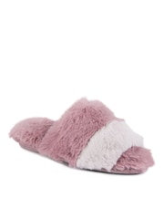 Totes Pink Ladies Totes Faux Fur Slider Slippers - Image 4 of 5