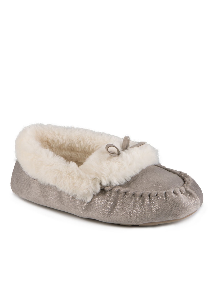 Totes Ladies Sparkle Winter Moccasin Slippers - Image 4 of 5