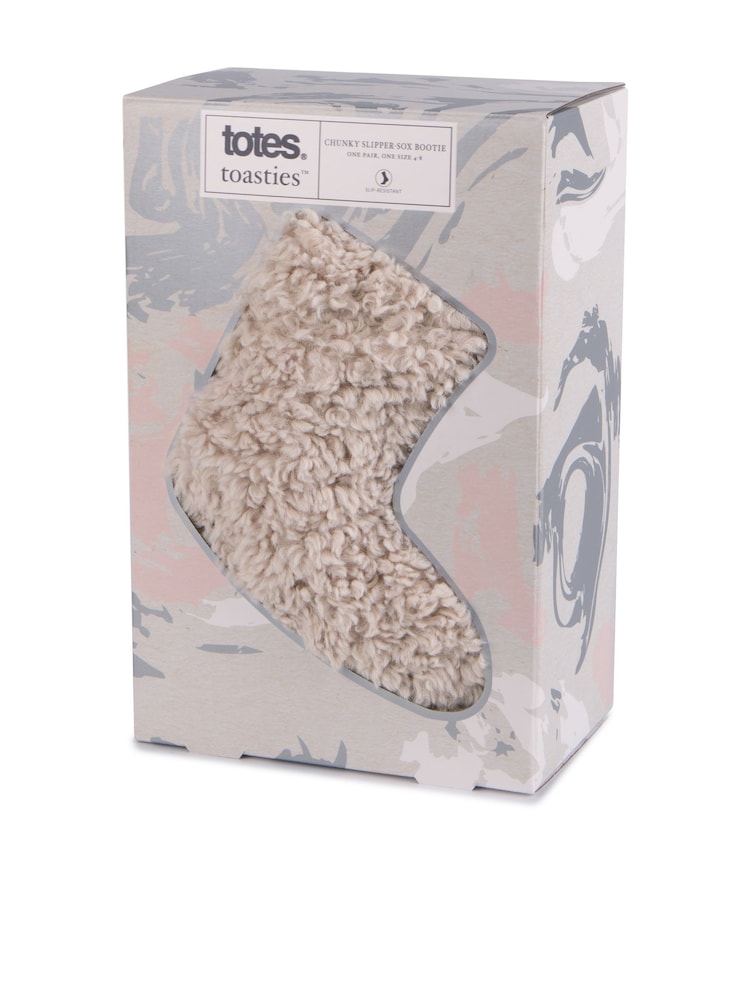Totes Cream Ladies Faux Fur Slipper Sock Booties - Image 2 of 5