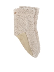 Totes Cream Ladies Faux Fur Slipper Sock Booties - Image 3 of 5