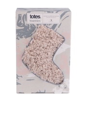 Totes Cream Ladies Faux Fur Slipper Sock Booties - Image 5 of 5