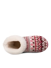 Totes Pink Ladies Fairisle Knit Boot Slippers - Image 5 of 5