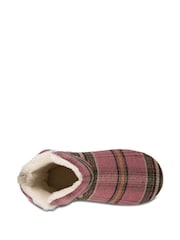 Totes Pink Ladies Tartan Check Boot Slippers - Image 4 of 5