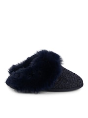 Totes Ladies Sparkle Faux Fur Mule Slippers - Image 3 of 5