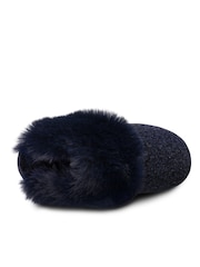 Totes Ladies Sparkle Faux Fur Mule Slippers - Image 5 of 5