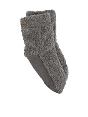 Totes Grey Ladies Faux Fur Slipper Sock Booties - Image 3 of 5