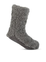Totes Grey Ladies Faux Fur Slipper Sock Booties - Image 4 of 5