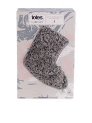 Totes Grey Ladies Faux Fur Slipper Sock Booties - Image 5 of 5