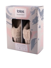 Totes Brown Ladies Velour Winter Mule Slippers - Image 2 of 5