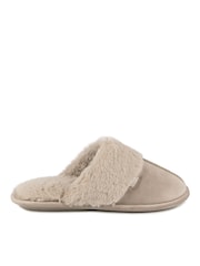 Totes Brown Ladies Velour Winter Mule Slippers - Image 3 of 5