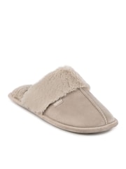 Totes Brown Ladies Velour Winter Mule Slippers - Image 4 of 5